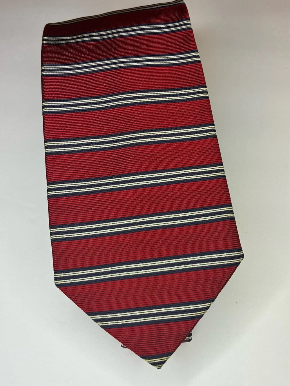 Brooks Brothers Makers Silk Tie Mens Red Navy Blue White Repp Stripe USA Made